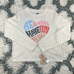 NWT Levi's Girls Beige Long Sleeve T-Shirt Size XL 13-15 yr
